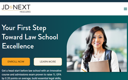 Screenshot of JD-Next Admissions Assessment Website Homepage
